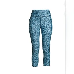 Athletic Works NEW Women’s High Waist Capri Leggings, Size XS (0-2), Blue Print